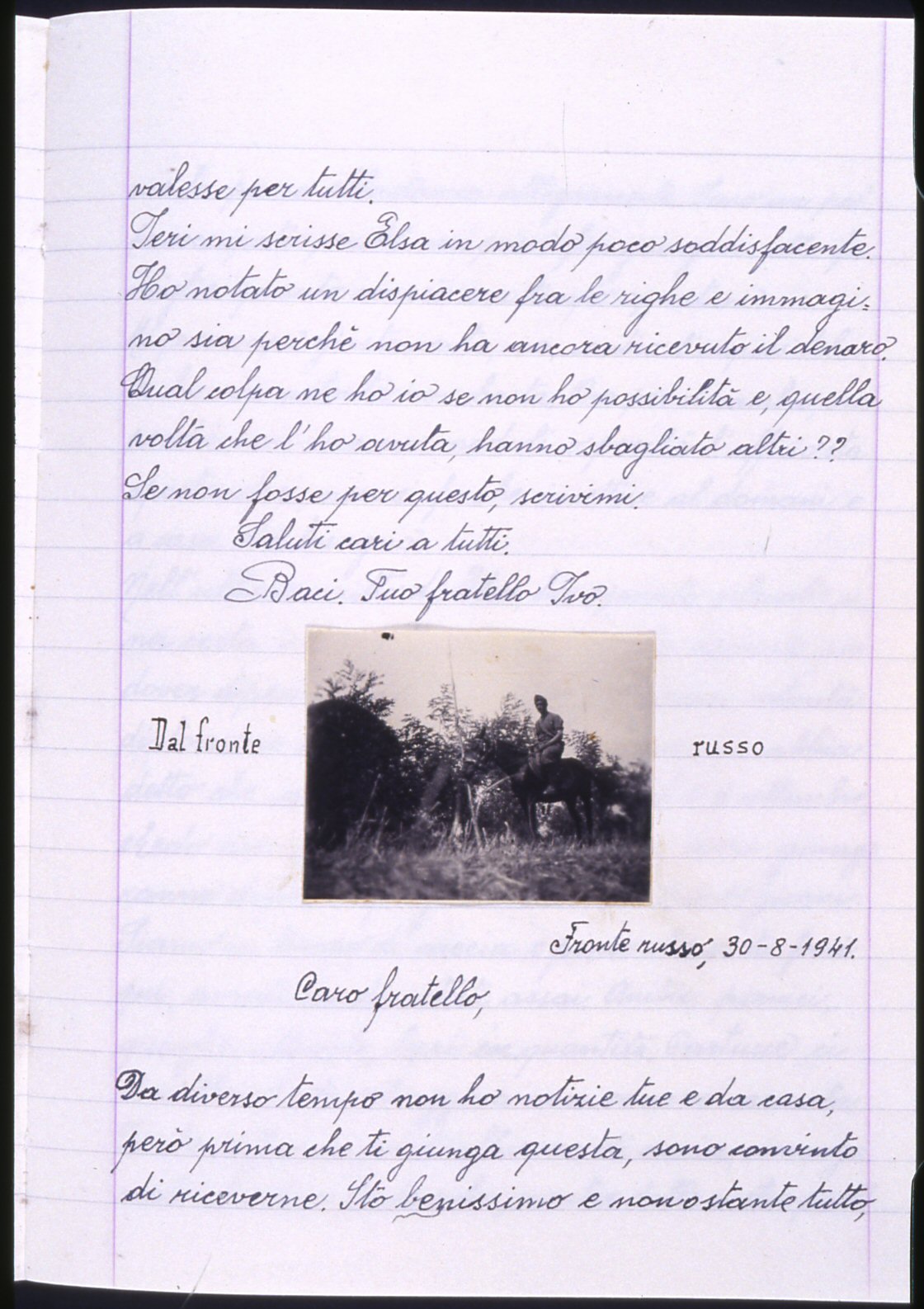 1941, fronte russo - lettera e fotografia