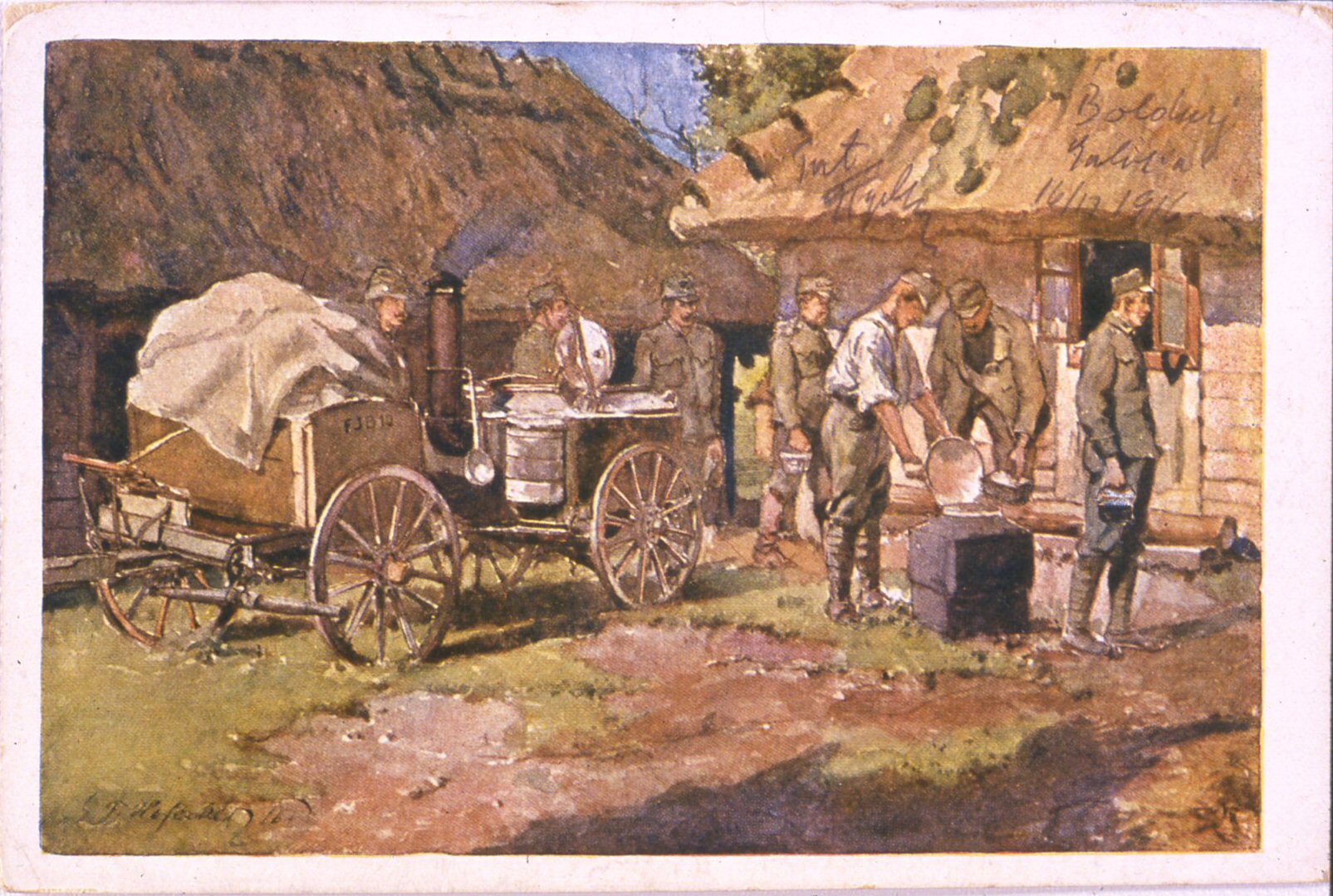 cartolina con soggetto di vita militare (galizia 1916)