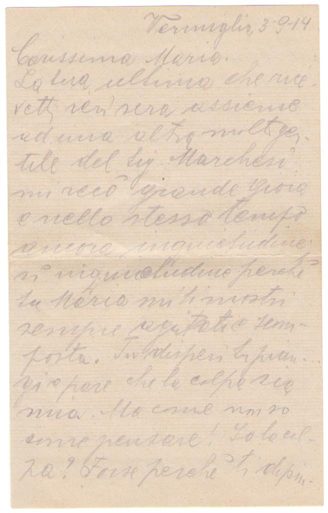 lettera - 3 settembre 1914, vermiglio