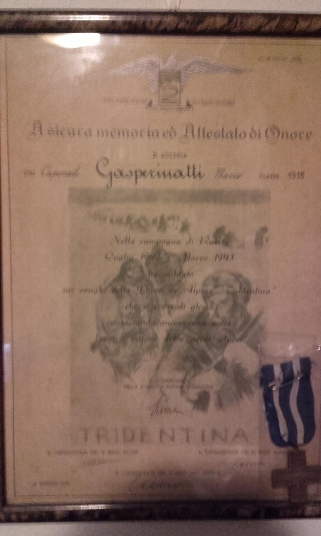 Attestato d'onore della Divisione Tridentina